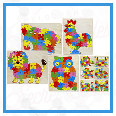 KIDS ASSORTED 10 WOODEN ANIMAL PUZZLE BOX FOR $30 #MSSBOX74261
